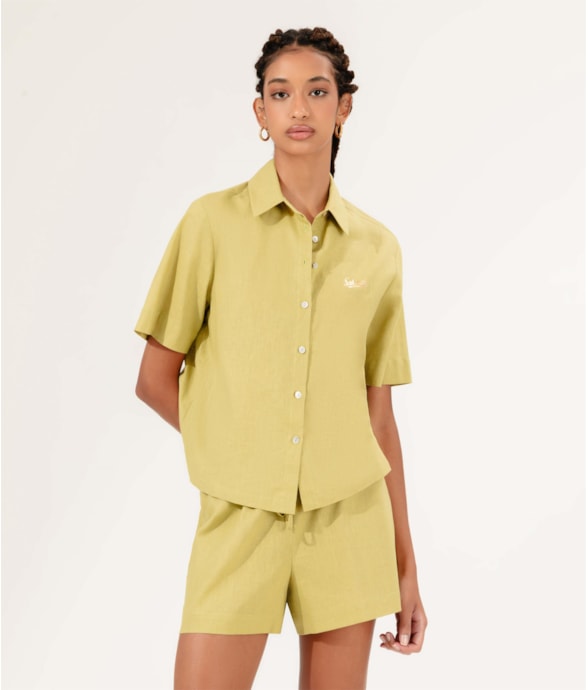 Camisa Linho Blend Pistache