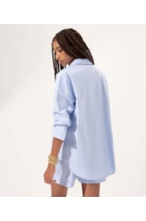 Camisa Over Cotton Stripes Azul Bic