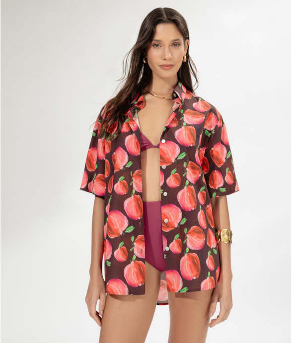 Camisa Over Pomme Vinho
