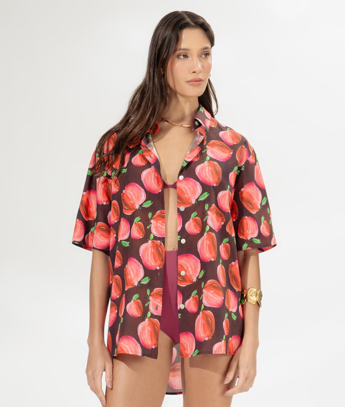 Camisa Over Pomme Vinho