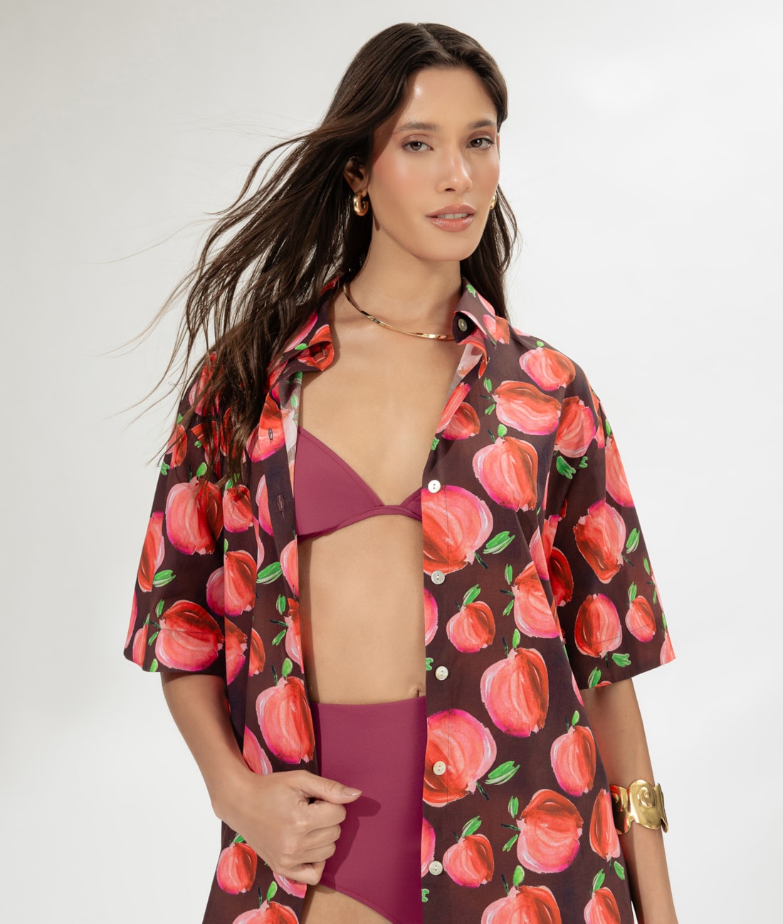 Camisa Over Pomme Vinho