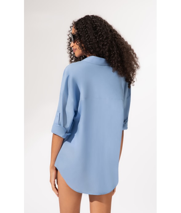 Camisa Overshirt Cotton Voil Azul Bic