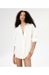 Camisa Oversized Cambraia Light Off White