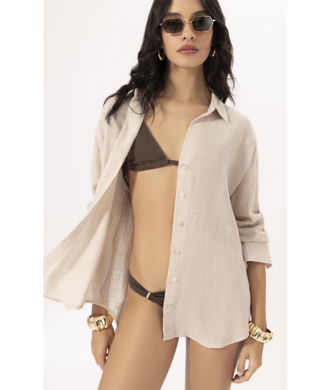 Camisa Oversized Cotton Plage Natural