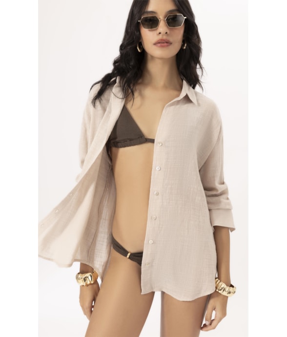 Camisa Oversized Cotton Plage Natural