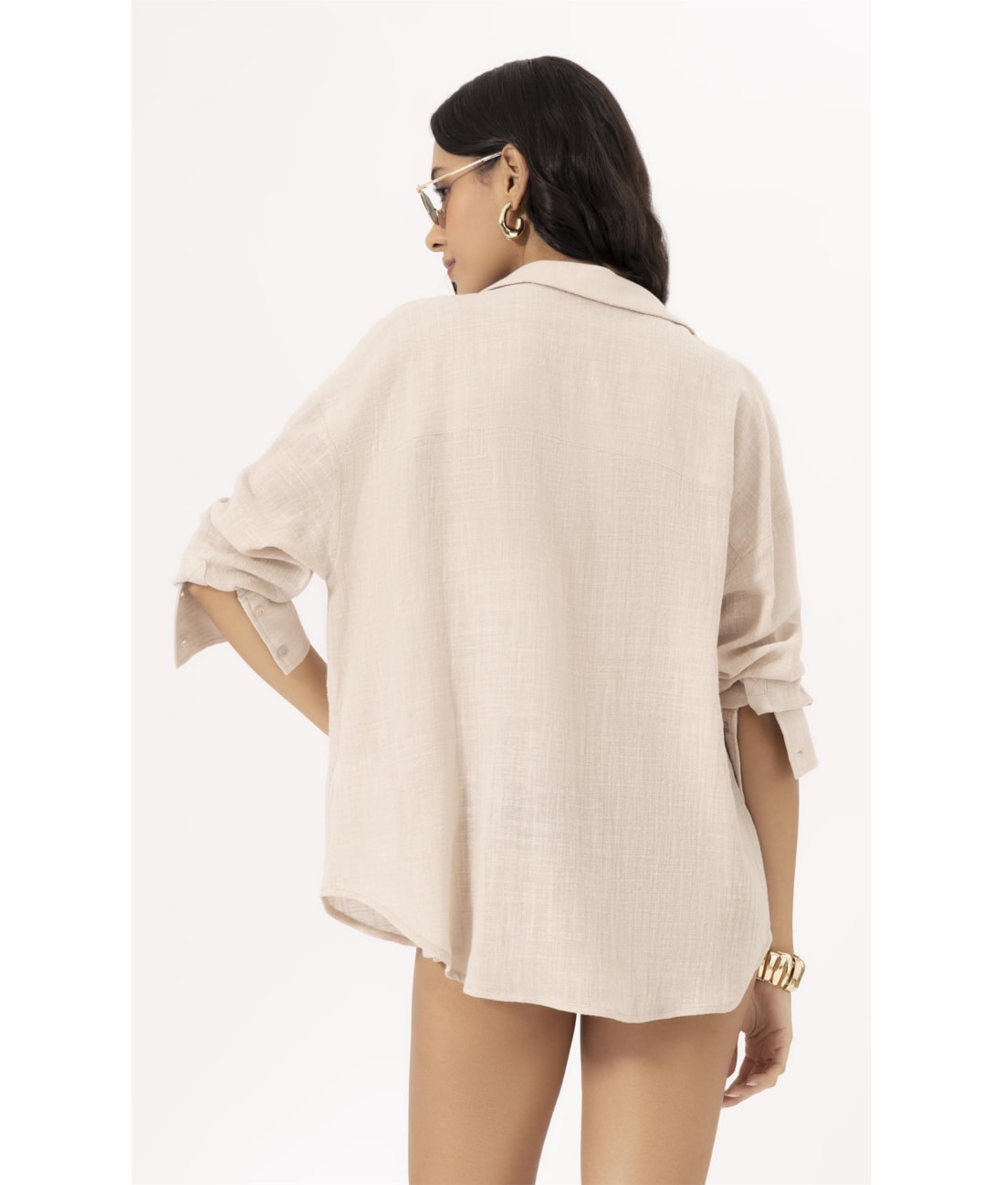 Camisa Oversized Cotton Plage Natural