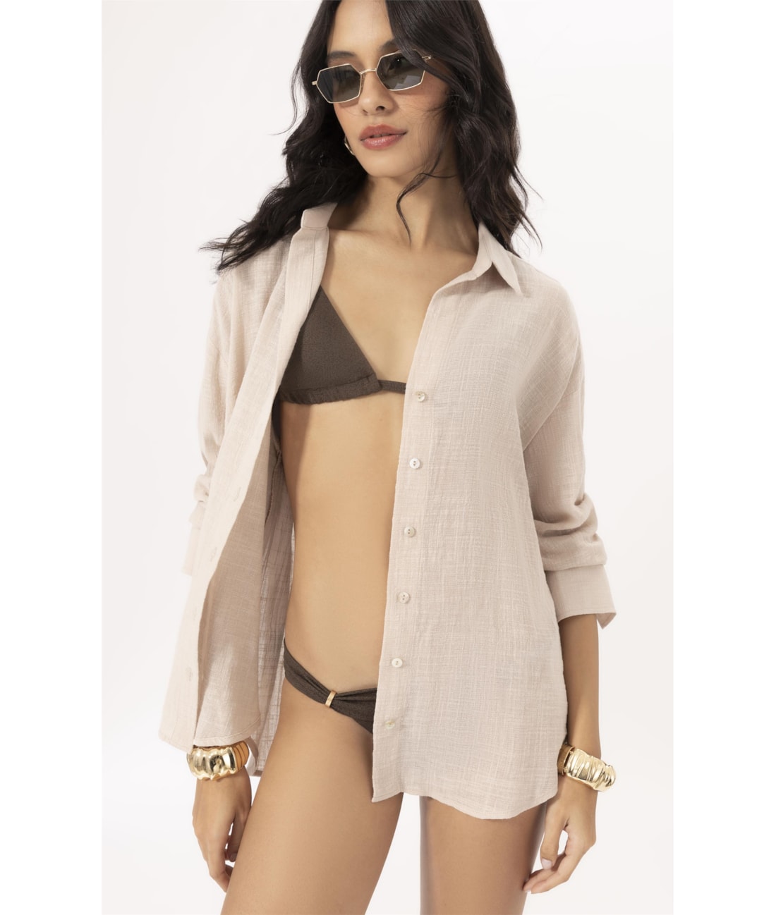 Camisa Oversized Cotton Plage Natural