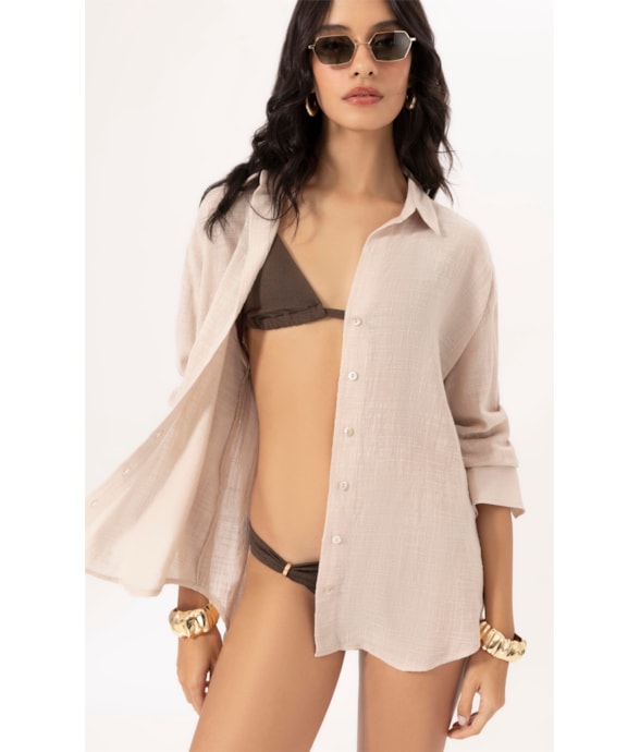 Camisa Oversized Cotton Plage Natural