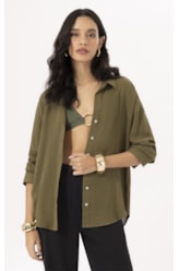Camisa Oversized Cotton Plage Verde Militar