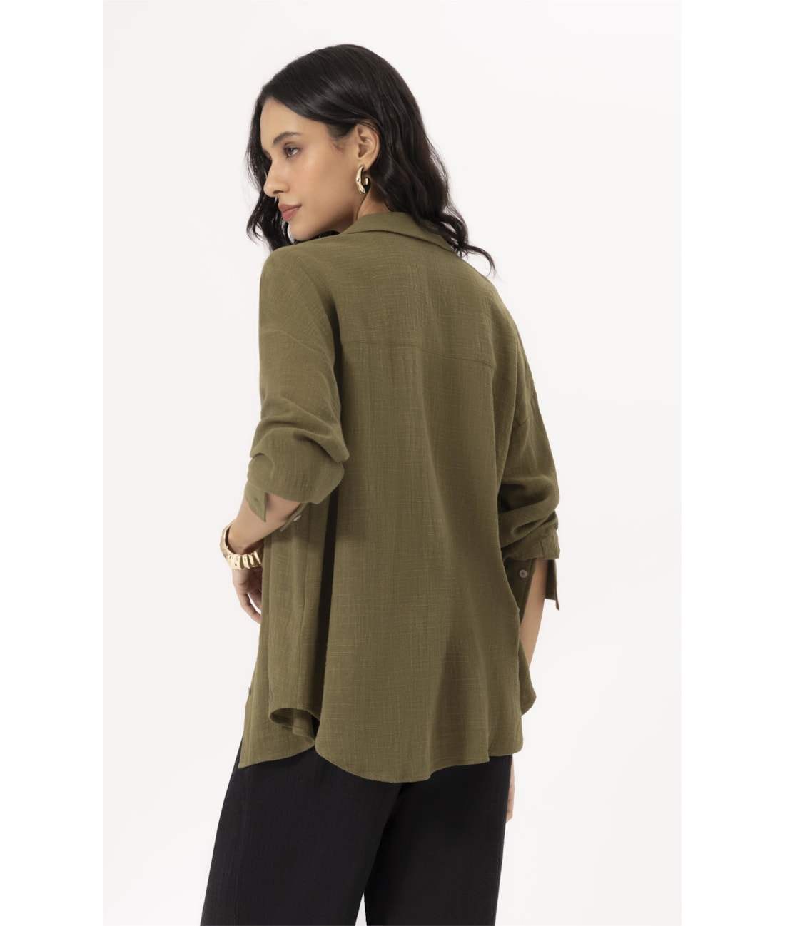 Camisa Oversized Cotton Plage Verde Militar
