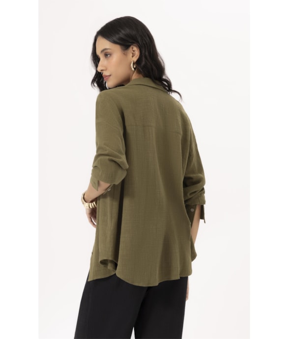Camisa Oversized Cotton Plage Verde Militar