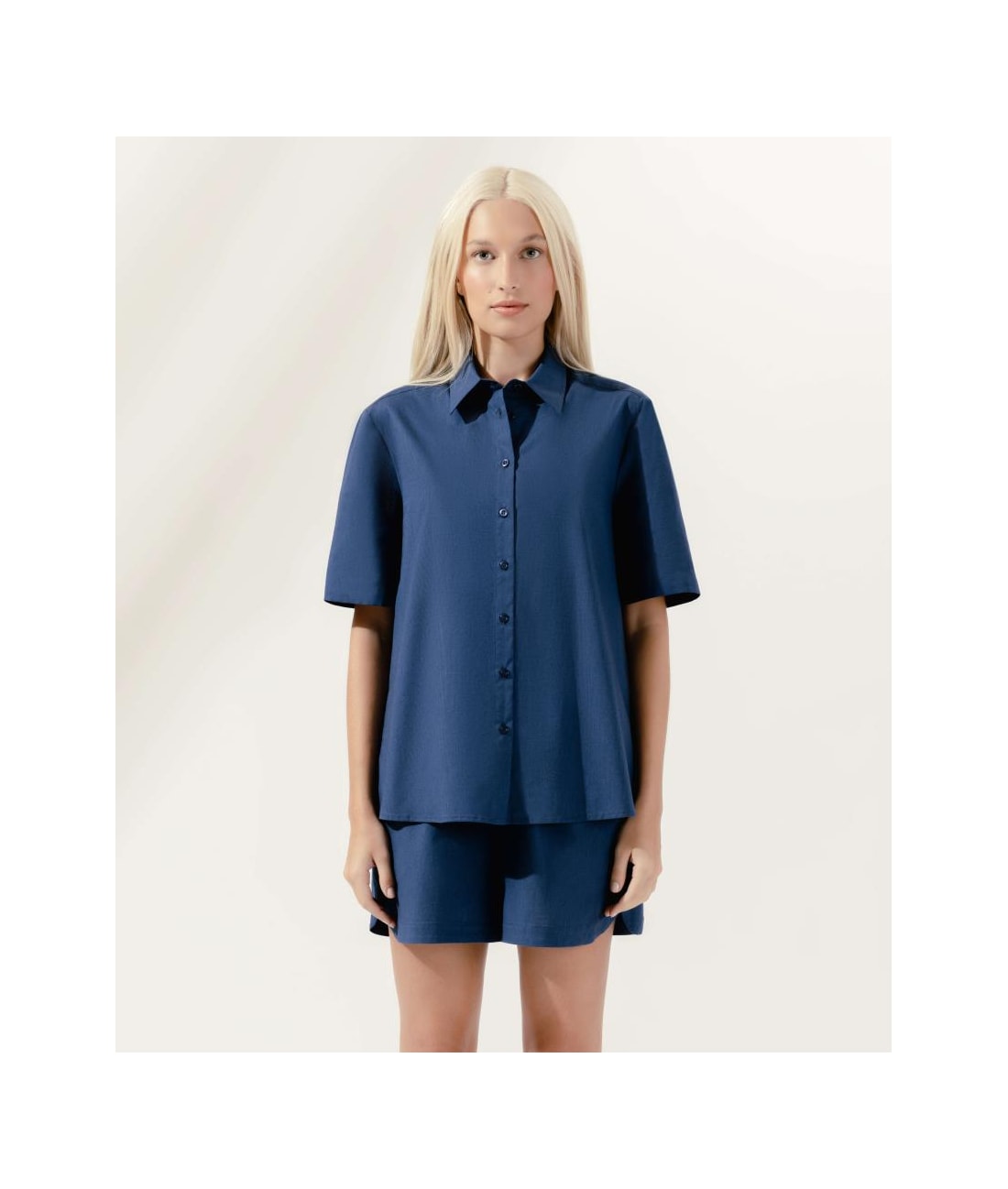 Camisa Oversized Tricoline Lake Dark Navy