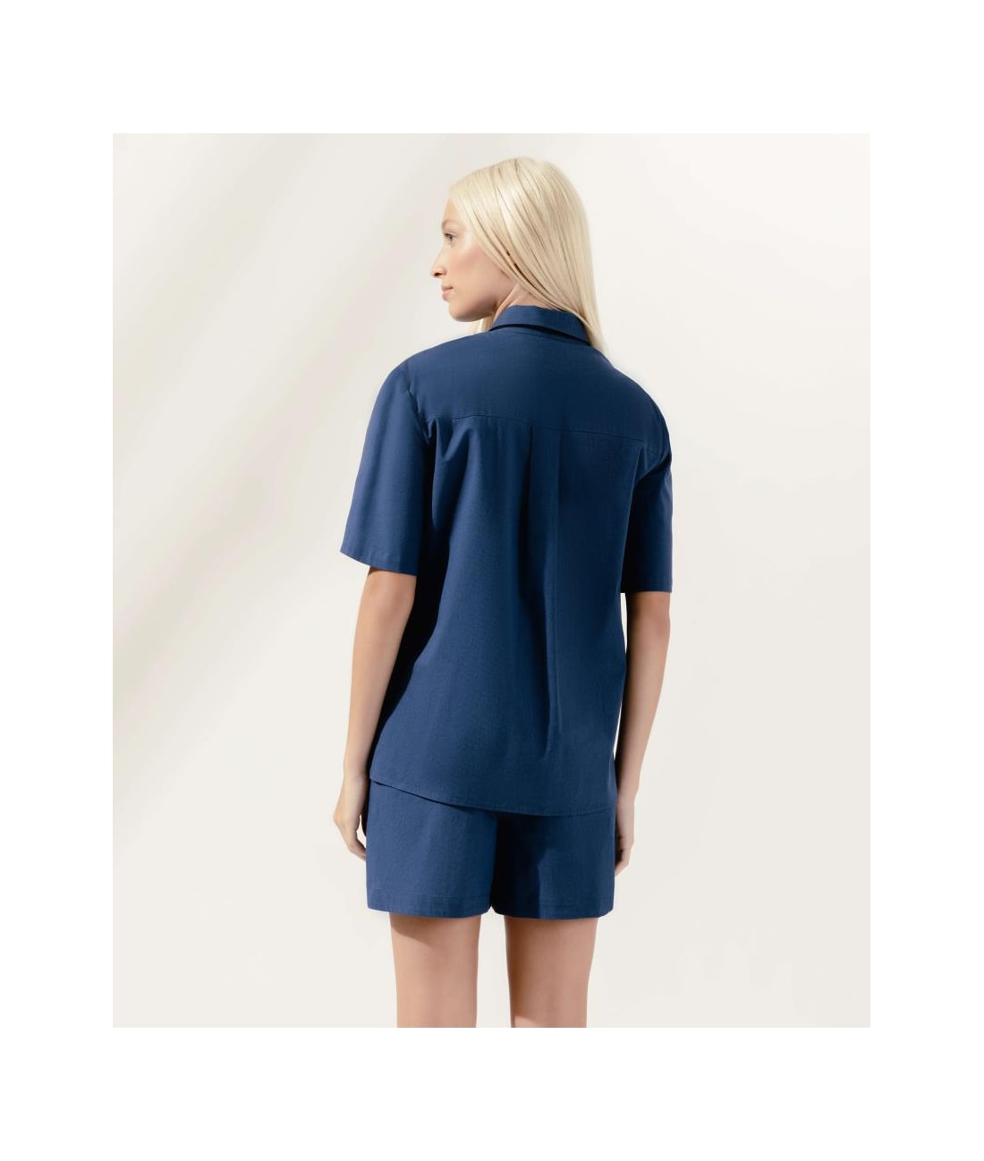 Camisa Oversized Tricoline Lake Dark Navy