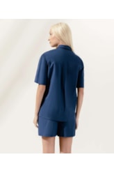 Camisa Oversized Tricoline Lake Dark Navy