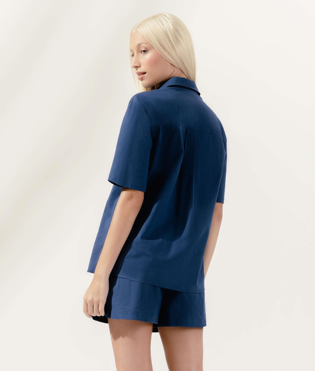 Camisa Oversized Tricoline Lake Dark Navy