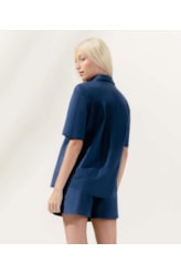 Camisa Oversized Tricoline Lake Dark Navy