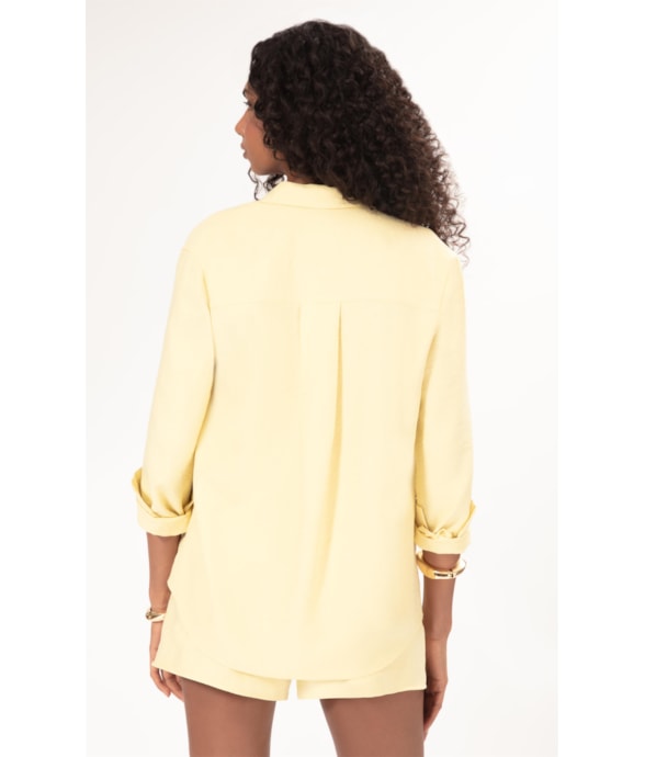 Camisa Regular Linho Blend Amarelo Manteiga