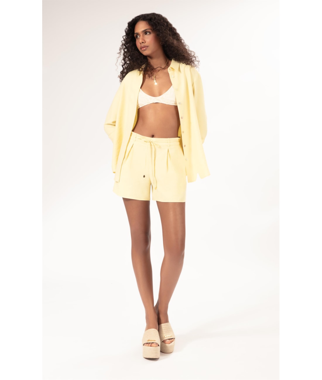 Camisa Regular Linho Blend Amarelo Manteiga