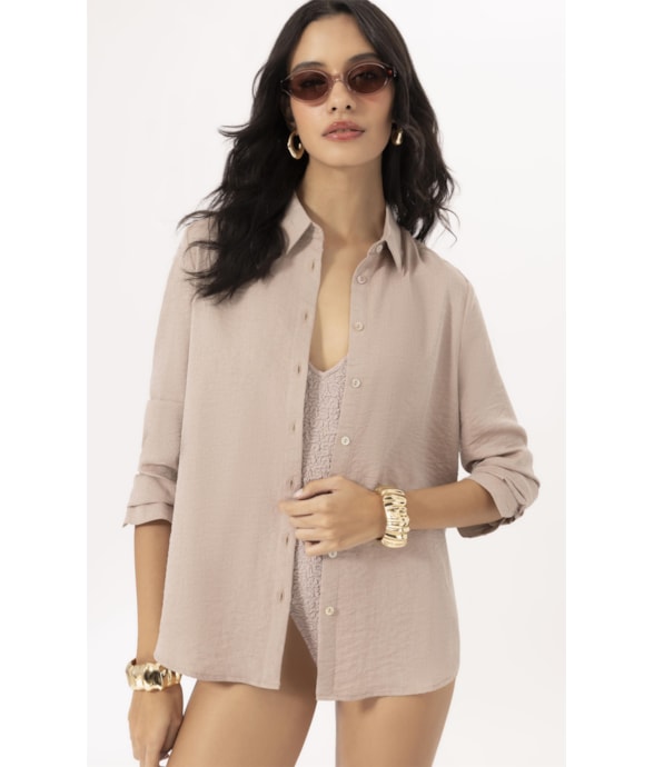 Camisa Regular Visco Nuance Areia