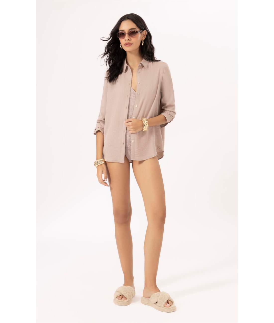 Camisa Regular Visco Nuance Areia