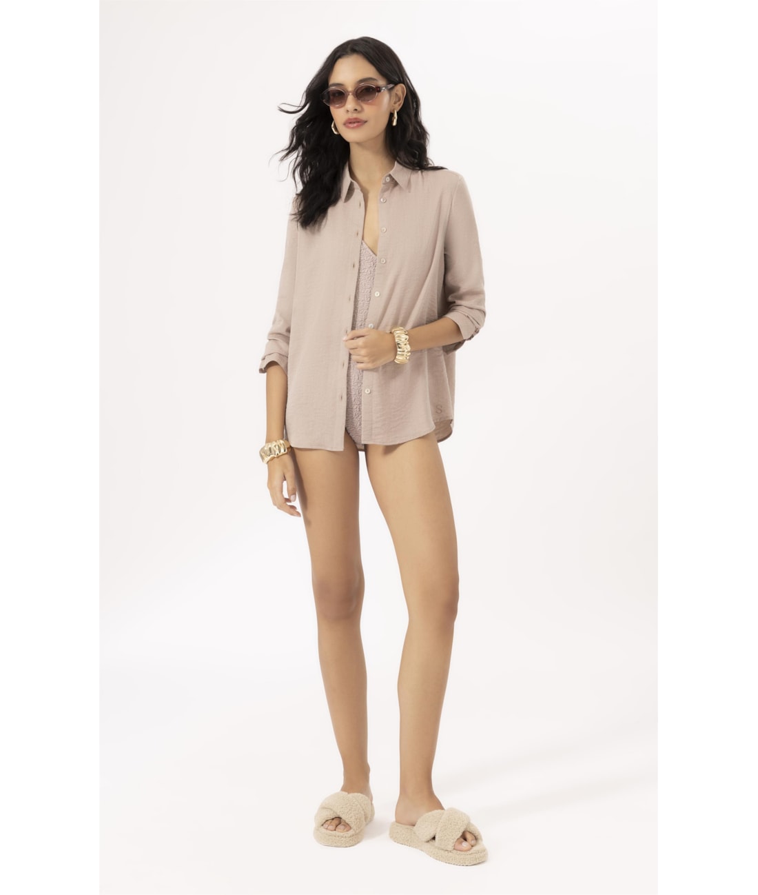 Camisa Regular Visco Nuance Areia