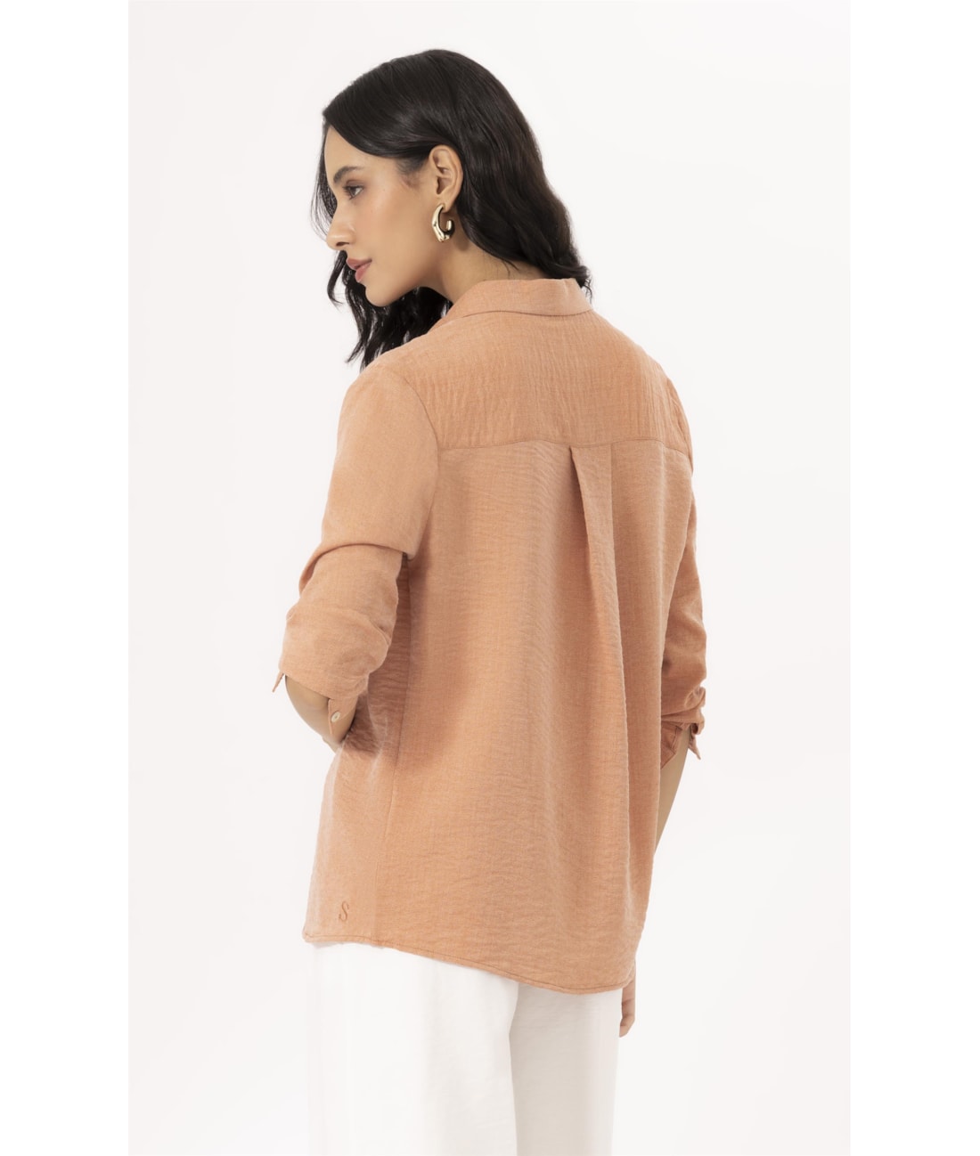 Camisa Regular Visco Nuance Caramelo