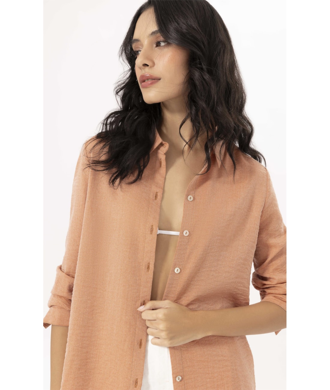 Camisa Regular Visco Nuance Caramelo