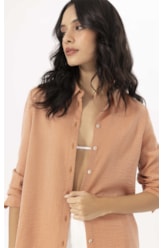 Camisa Regular Visco Nuance Caramelo