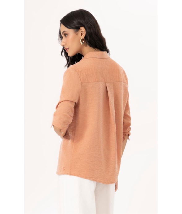 Camisa Regular Visco Nuance Caramelo