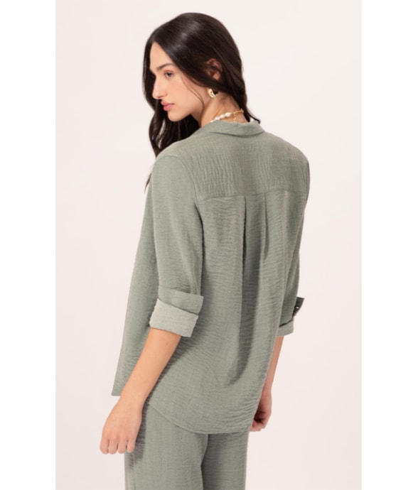 Camisa Regular Visco Nuance Verde Militar