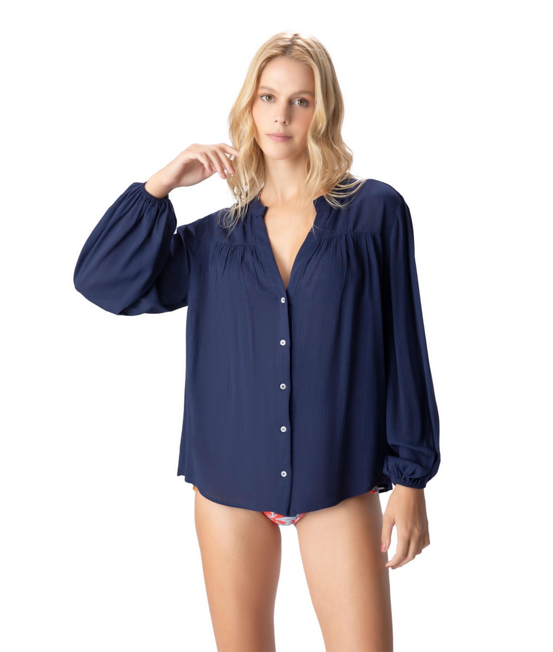 Camisa Resort Crepe Indiano Dark Navy