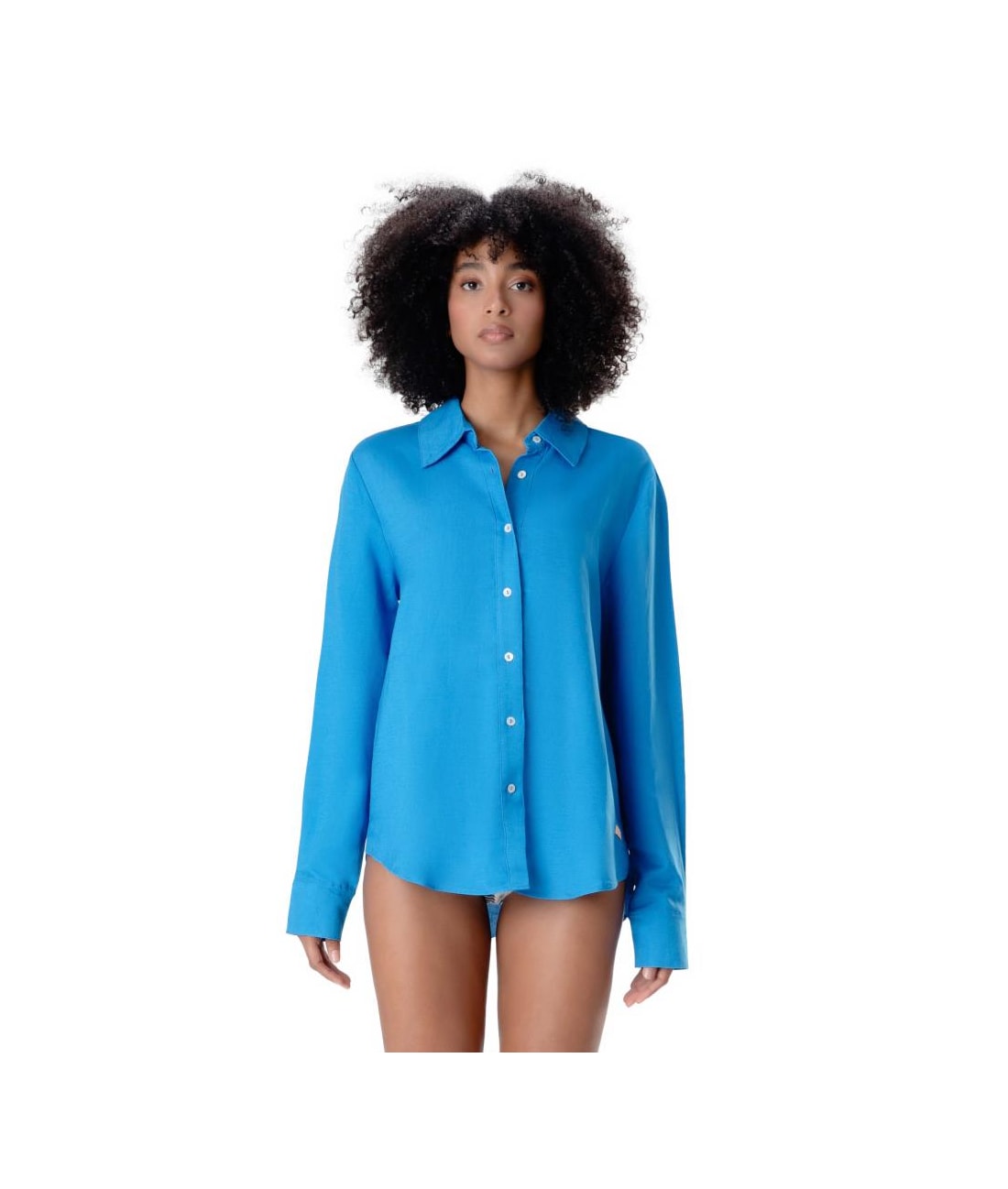 Camisa Resort Social Linho Azul Bic