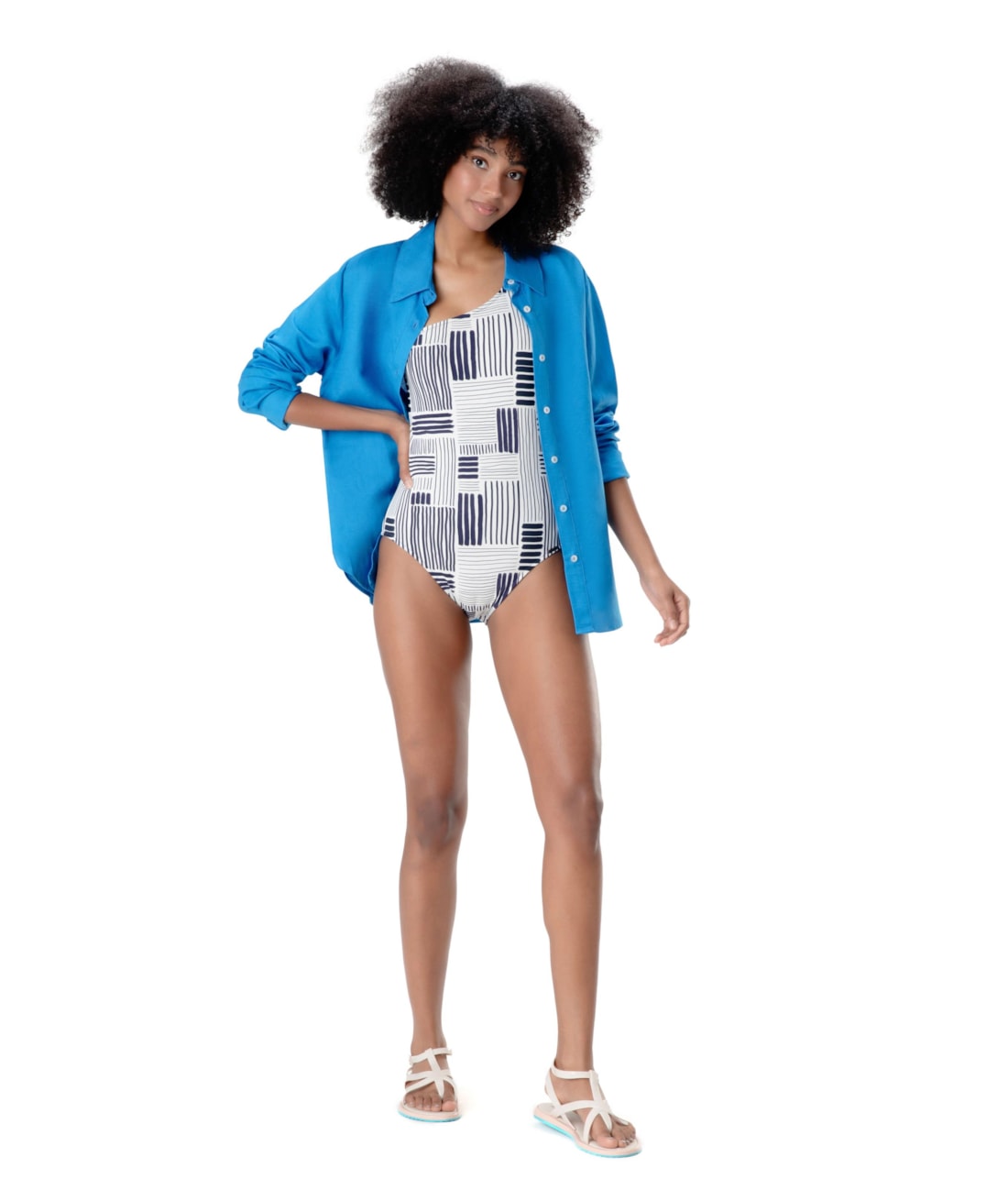 Camisa Resort Social Linho Azul Bic