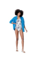 Camisa Resort Social Linho Azul Bic