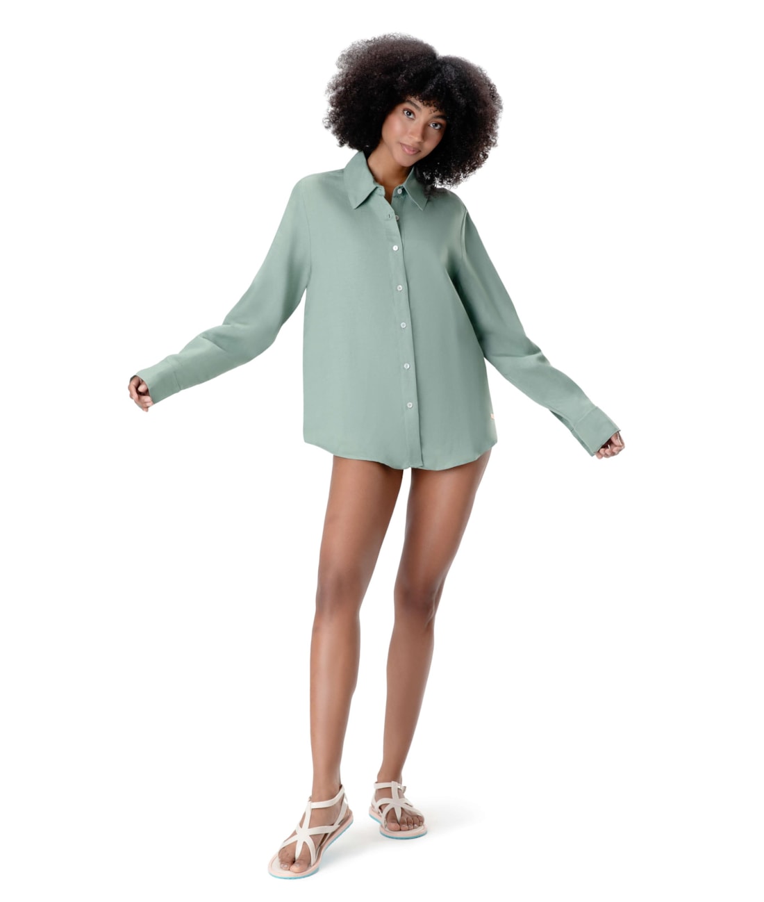 Camisa Resort Social Linho Verde Claro