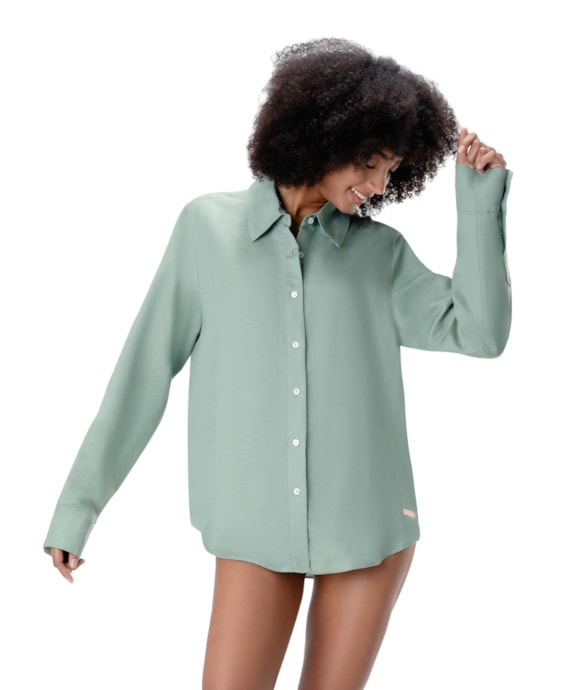 Camisa Resort Social Linho Verde Claro