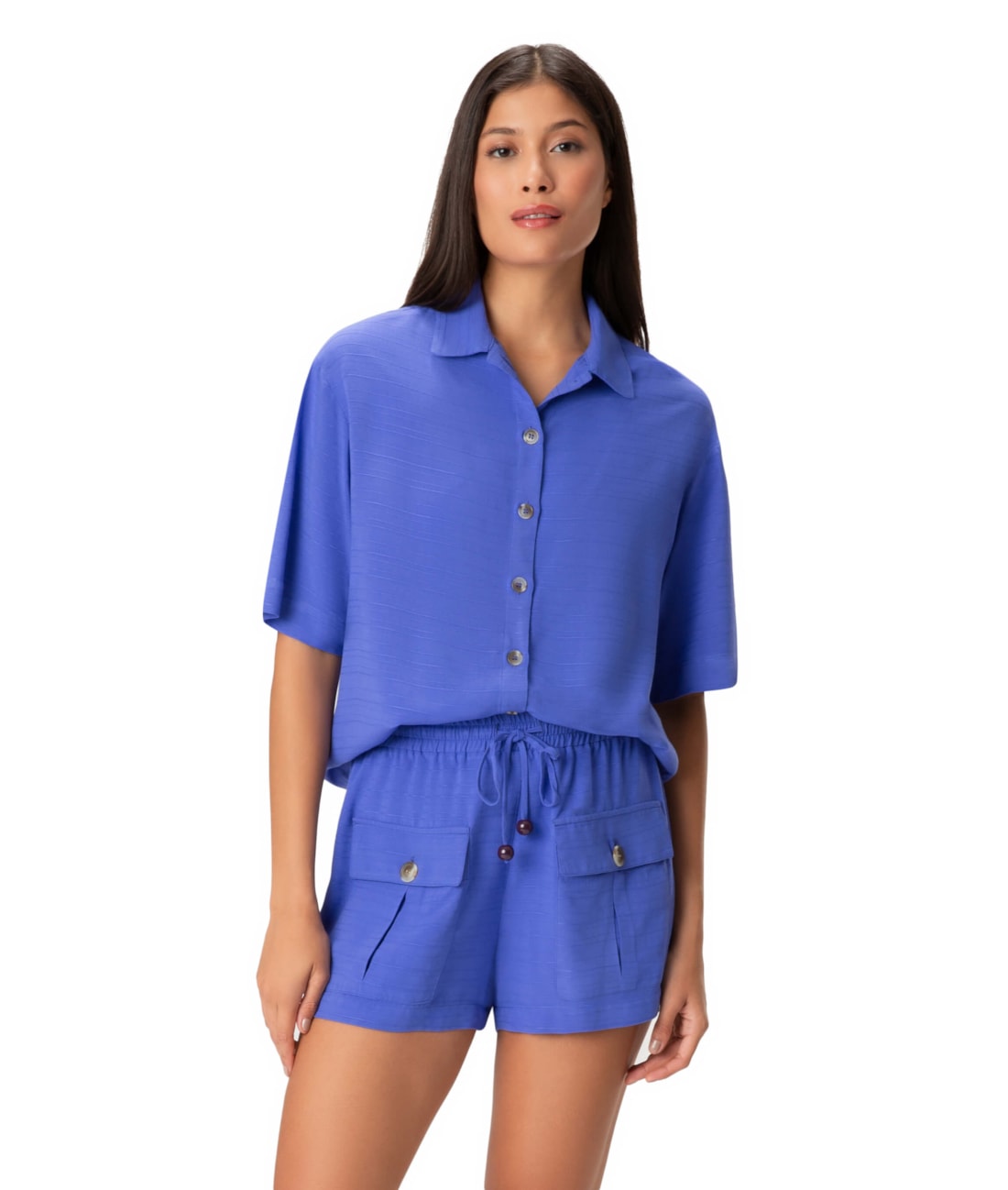 Camisa Visco Texture Azul Bic