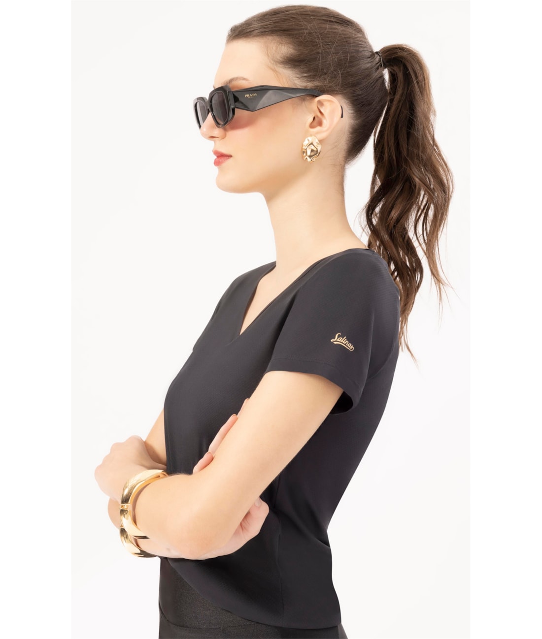 Camiseta Decote v Move Preto
