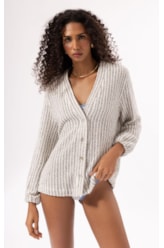 Cardigan Cozy Stripes Azul Jeans Mescla