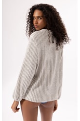 Cardigan Cozy Stripes Azul Jeans Mescla