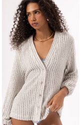 Cardigan Cozy Stripes Azul Jeans Mescla