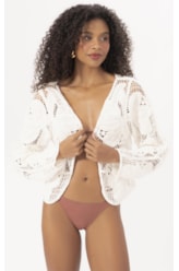 Cardigan Crochet Bloom Branco