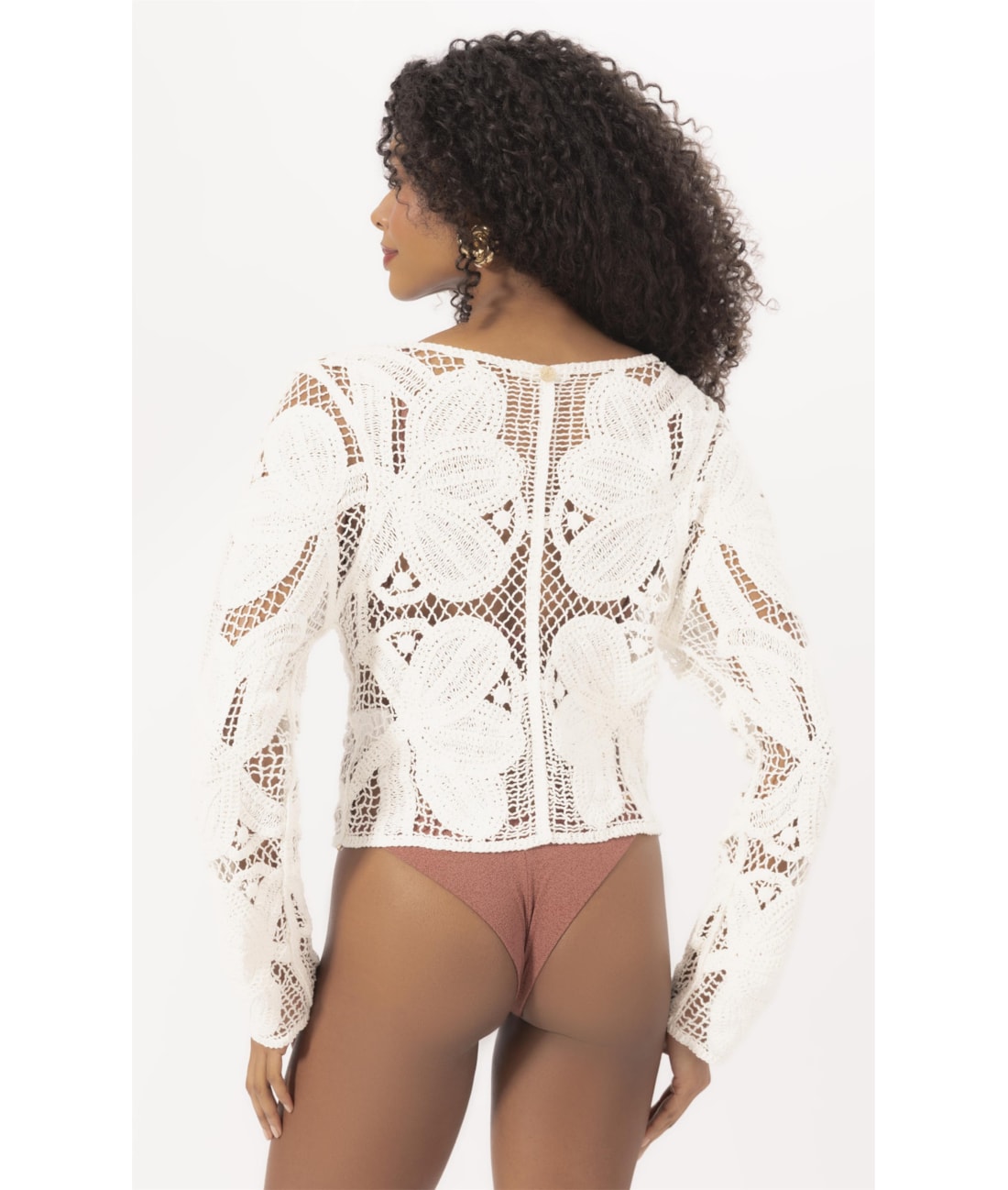 Cardigan Crochet Bloom Branco