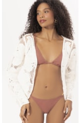 Cardigan Crochet Bloom Branco