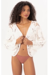 Cardigan Crochet Bloom Branco