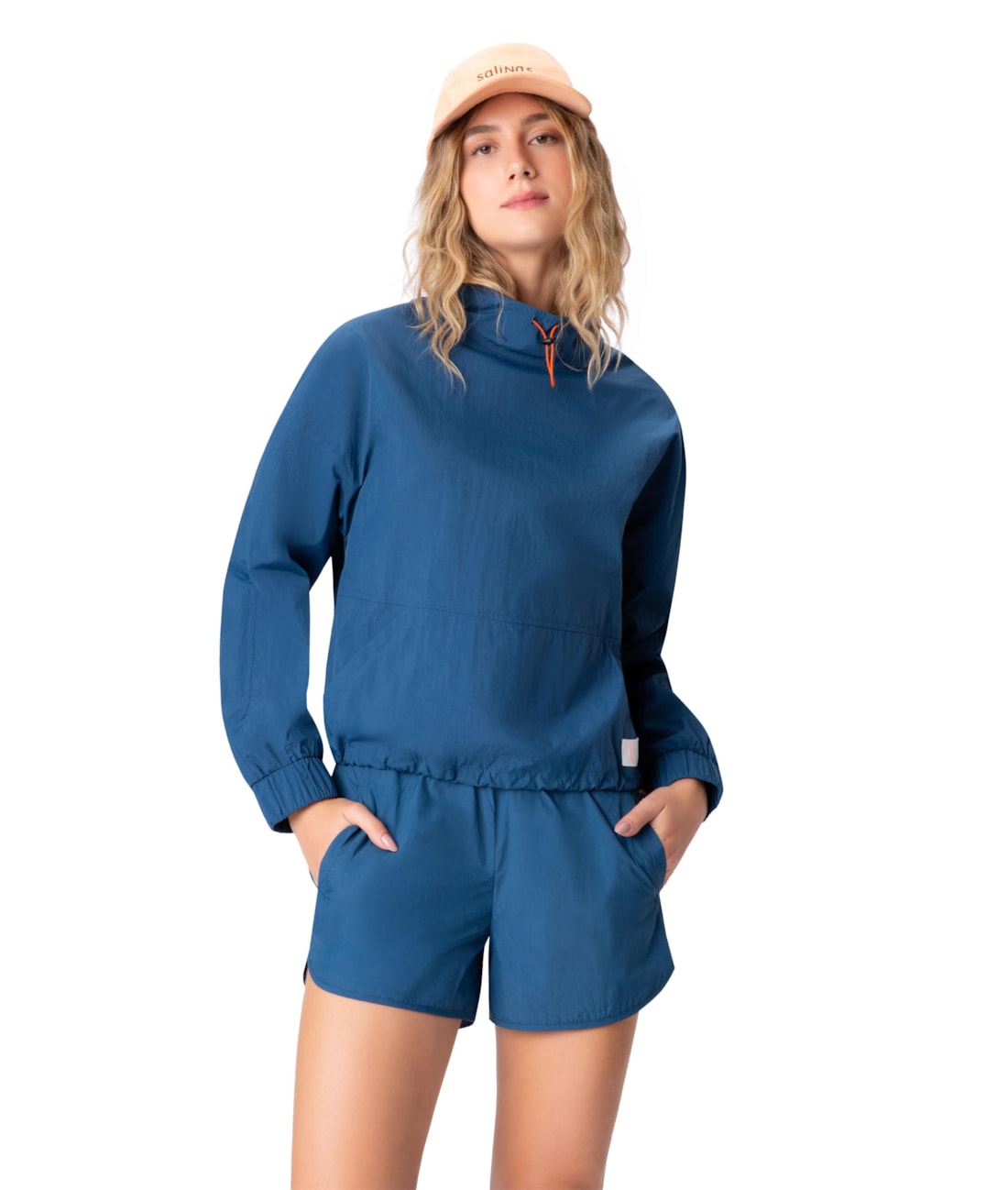 Casaco Com Gola Nylon Azul Jeans