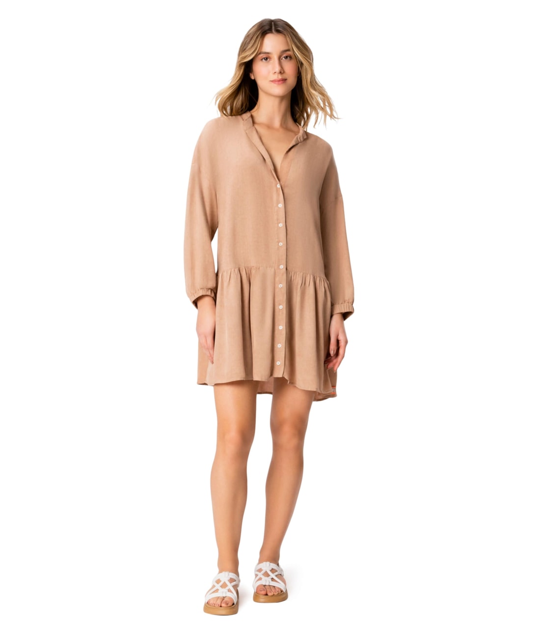 Chemise Resort Camadas Stone Marrom