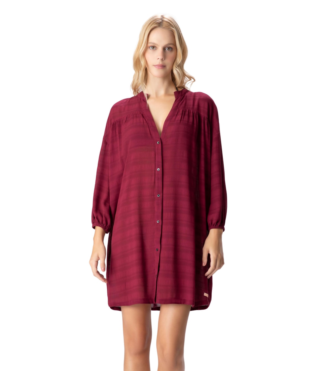 Chemise Visco Texture Bordeaux