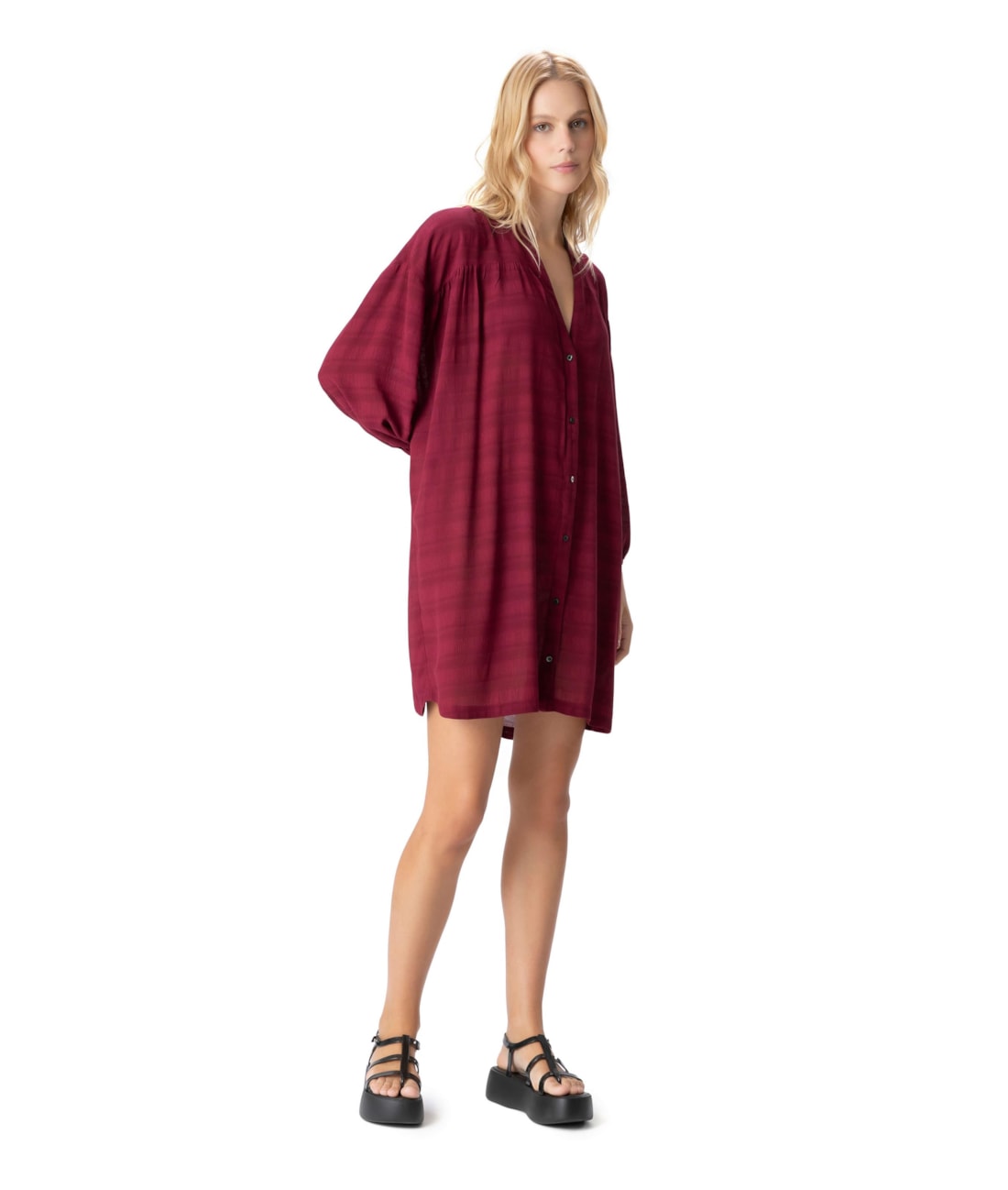 Chemise Visco Texture Bordeaux