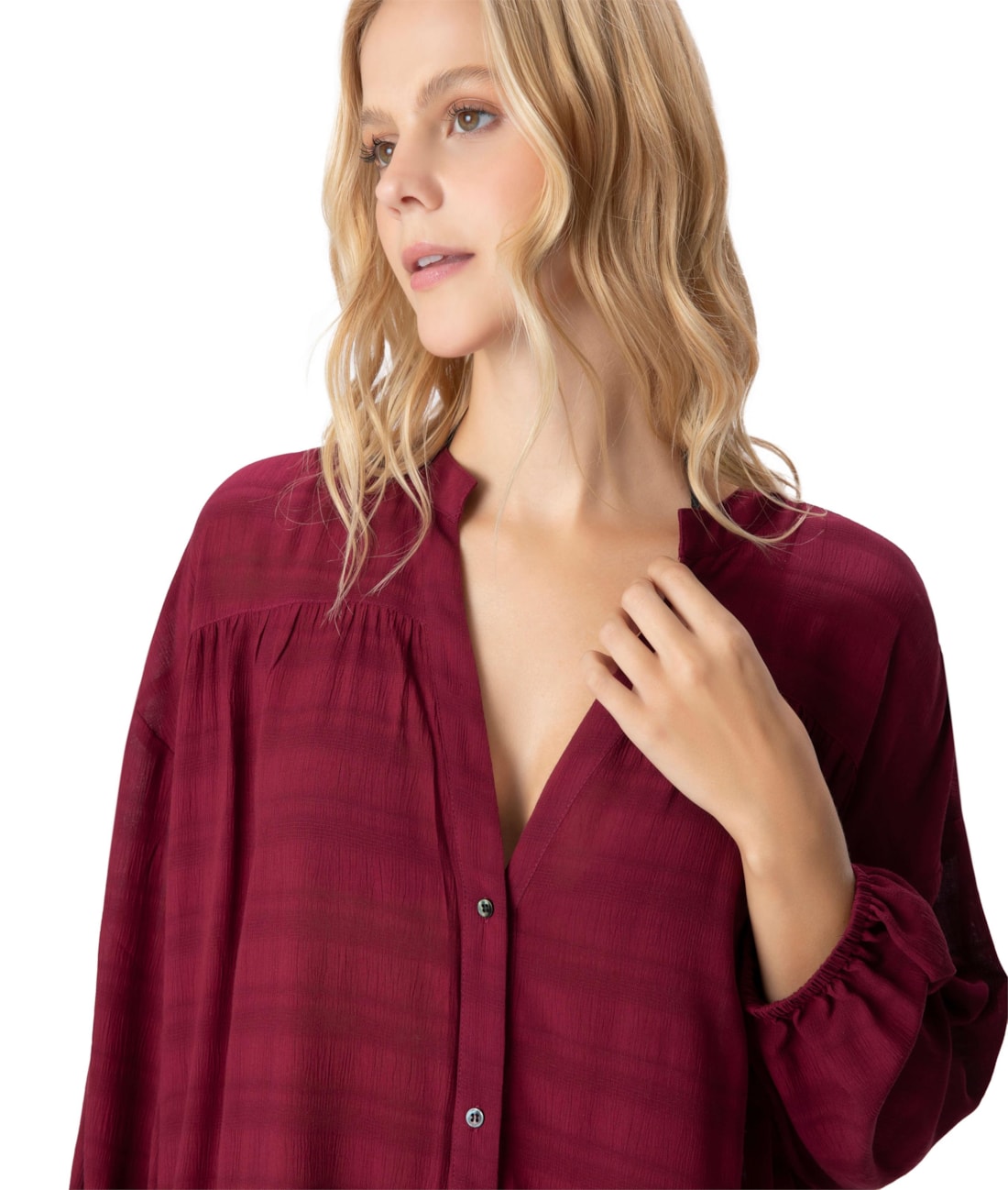 Chemise Visco Texture Bordeaux